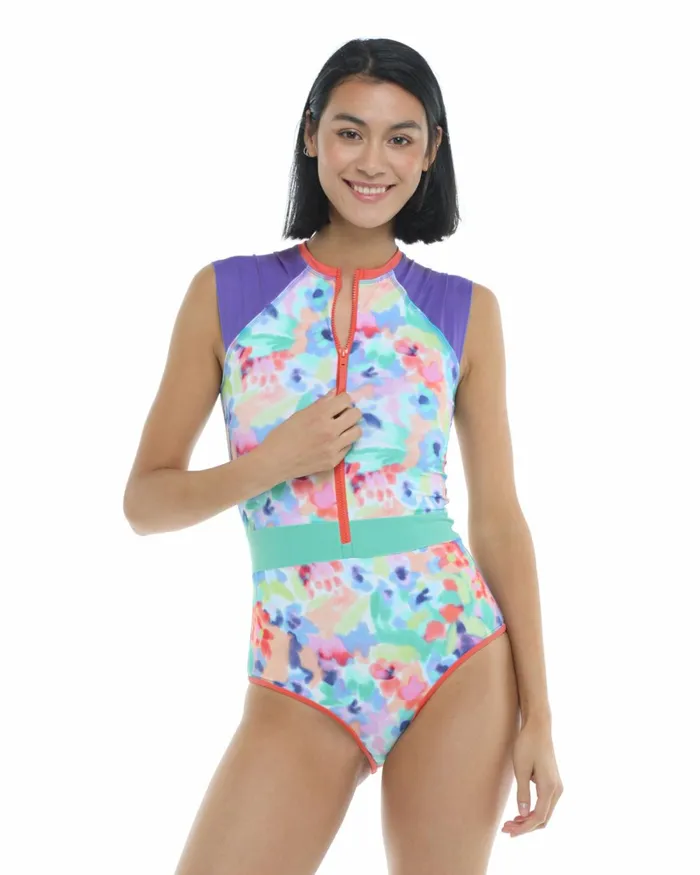 Body Glove Longsleeve Swimsuits Posy Stand Up CrossOver Fitted Tank OnePiece Swimsuit 8211 Multi 8211 Women