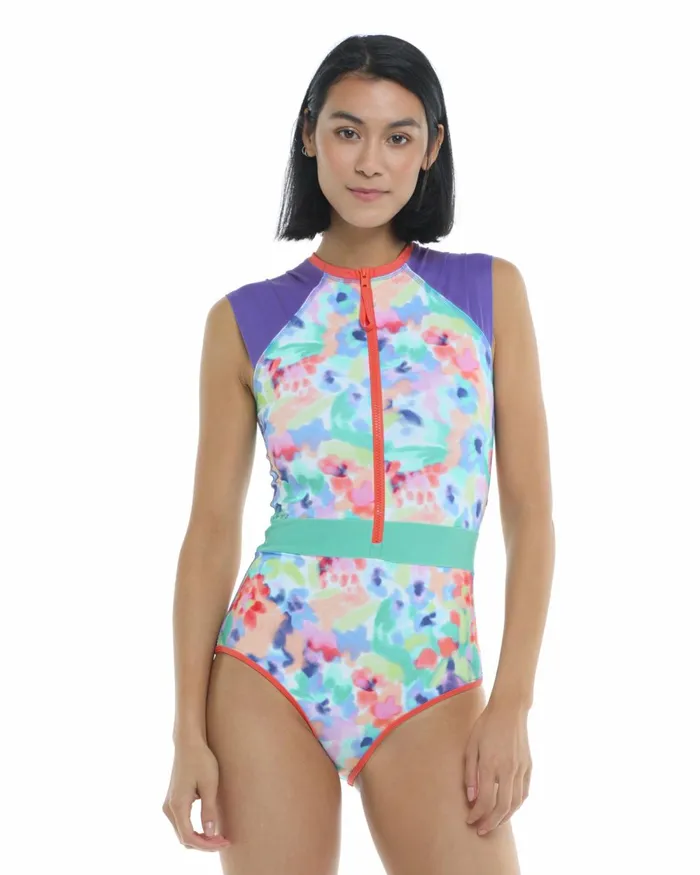 Body Glove Longsleeve Swimsuits Posy Stand Up CrossOver Fitted Tank OnePiece Swimsuit 8211 Multi 8211 Women