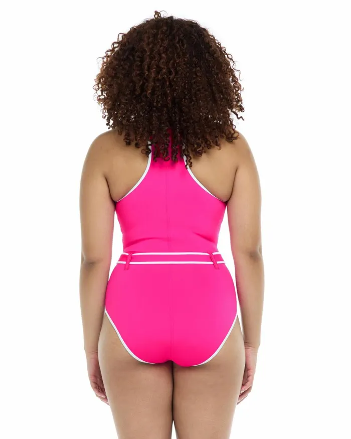 Body Glove OnePieces Undersea Express Yourself OnePiece Swimsuit 8211 Flamingo Pink White 8211 Women