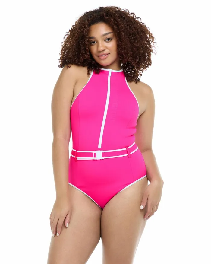 Body Glove OnePieces Undersea Express Yourself OnePiece Swimsuit 8211 Flamingo Pink White 8211 Women