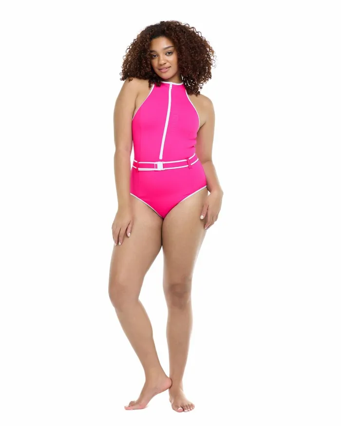 Body Glove OnePieces Undersea Express Yourself OnePiece Swimsuit 8211 Flamingo Pink White 8211 Women
