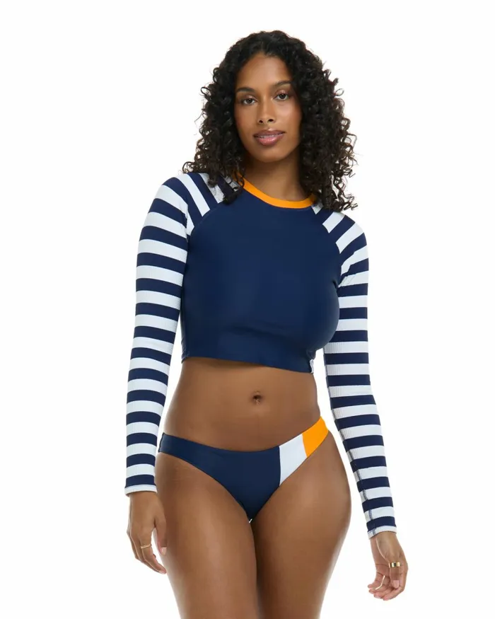 Body Glove Rash Guards Sun Protection Maritime Let It Be Crop Rashguard 8211 Midnight Maritime 8211 Women