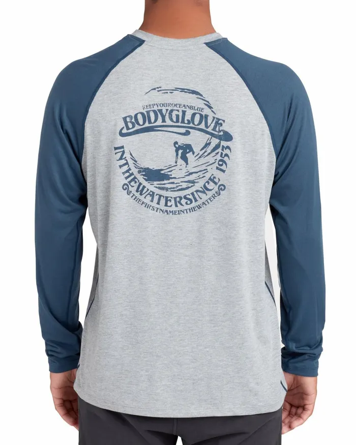 Body Glove Sun Protection LongSleeved Raglan UPF 50 TShirt 8211 Heather 8211 Men