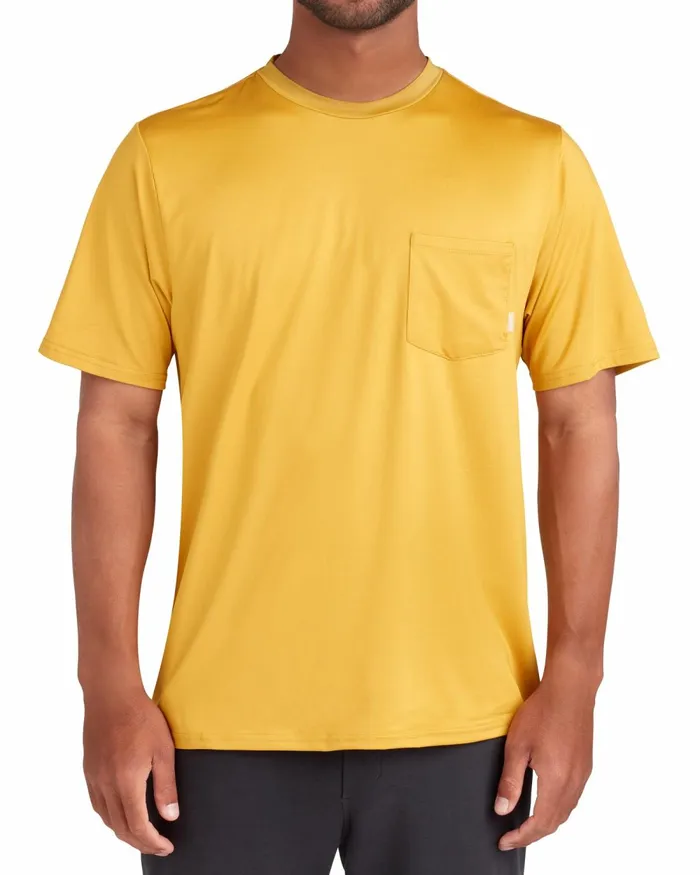 Body Glove Sun Protection ShortSleeved Pocket UPF 50 TShirt 8211 Mustard 8211 Men Body Glove Sun Protection ShortSleeved Pocket UPF 50 TShirt 8211 Mustard 8211 Men