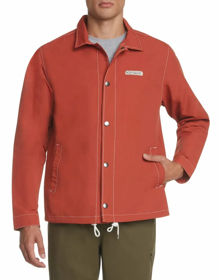 Body Glove Sweatshirts and Jackets Road Trippin039 Coaches Jacket 8211 Burnt Brick 8211 Men