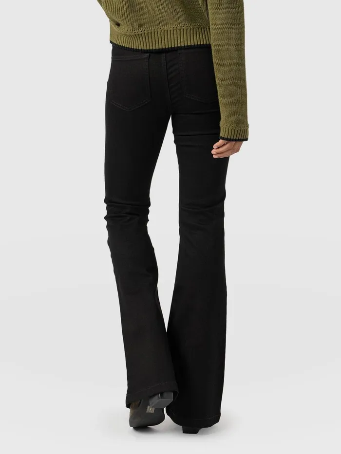Bowie Stretch Flare Jeans 8211 Jet Black Jet Black Women Saint And Sofia Denim and Jeans