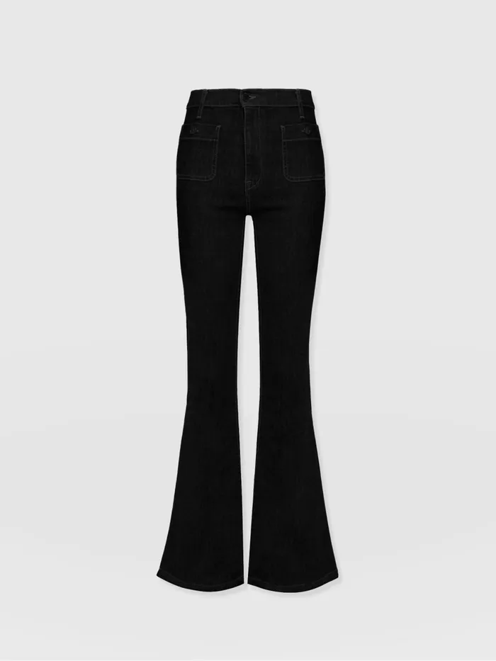 Bowie Stretch Flare Jeans 8211 Jet Black Jet Black Women Saint And Sofia Denim and Jeans