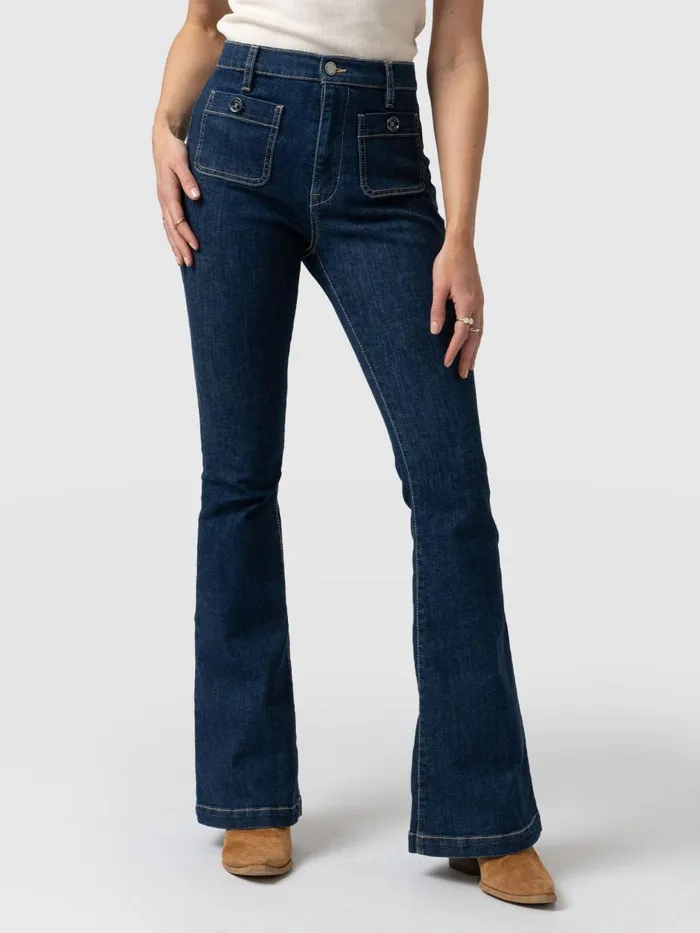 Bowie Stretch Flare Jeans 8211 Mid Blue Mid Blue Women Saint And Sofia Pants