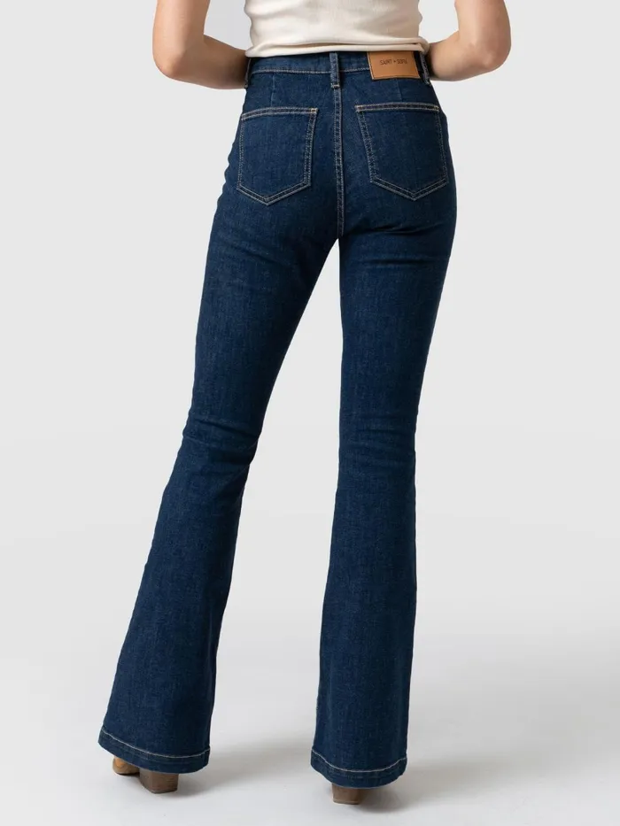 Bowie Stretch Flare Jeans 8211 Mid Blue Mid Blue Women Saint And Sofia Pants