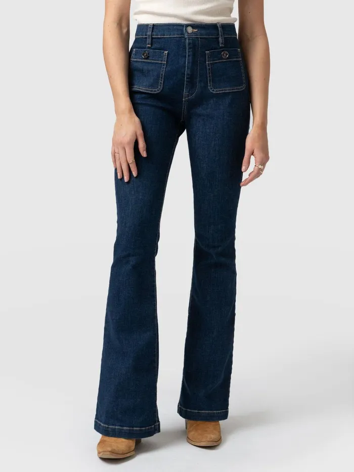 Bowie Stretch Flare Jeans 8211 Mid Blue Mid Blue Women Saint And Sofia Pants