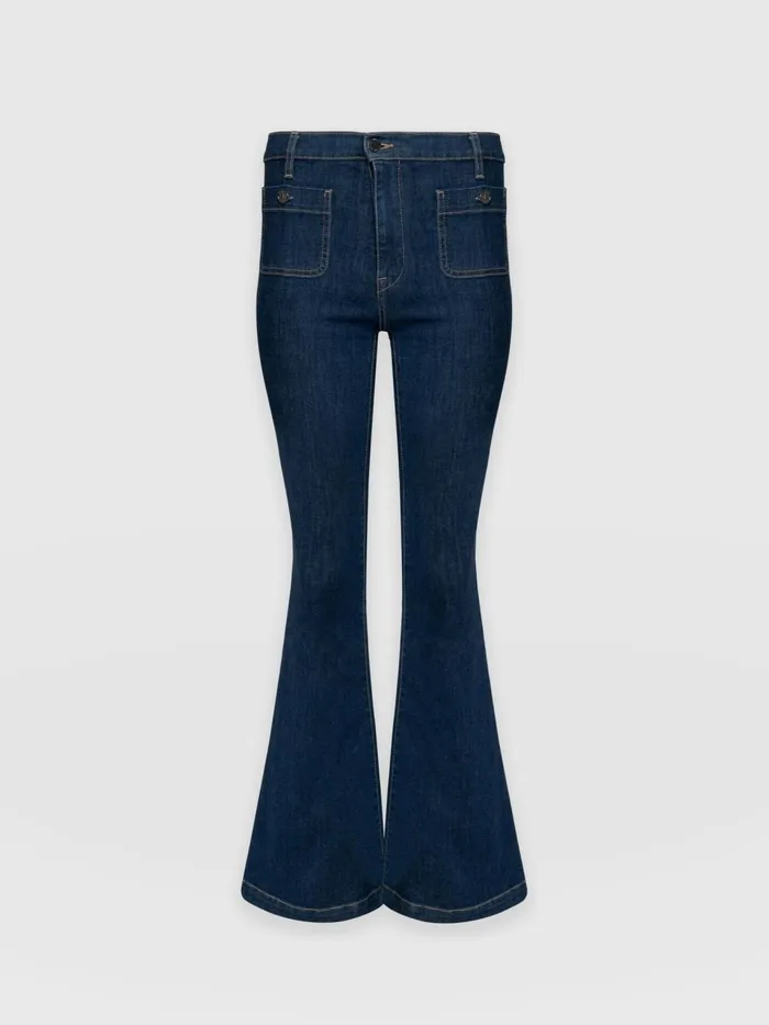 Bowie Stretch Flare Jeans 8211 Mid Blue Mid Blue Women Saint And Sofia Pants