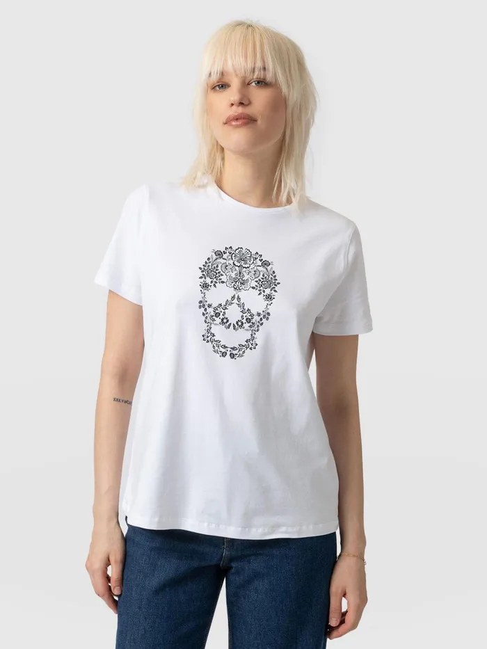 Boyfriend Tee 8211 White Skull White Skull Women Saint And Sofia TShirts and Tanks Boyfriend Tee 8211 White Skull White Skull Women Saint And Sofia TShirts and Tanks