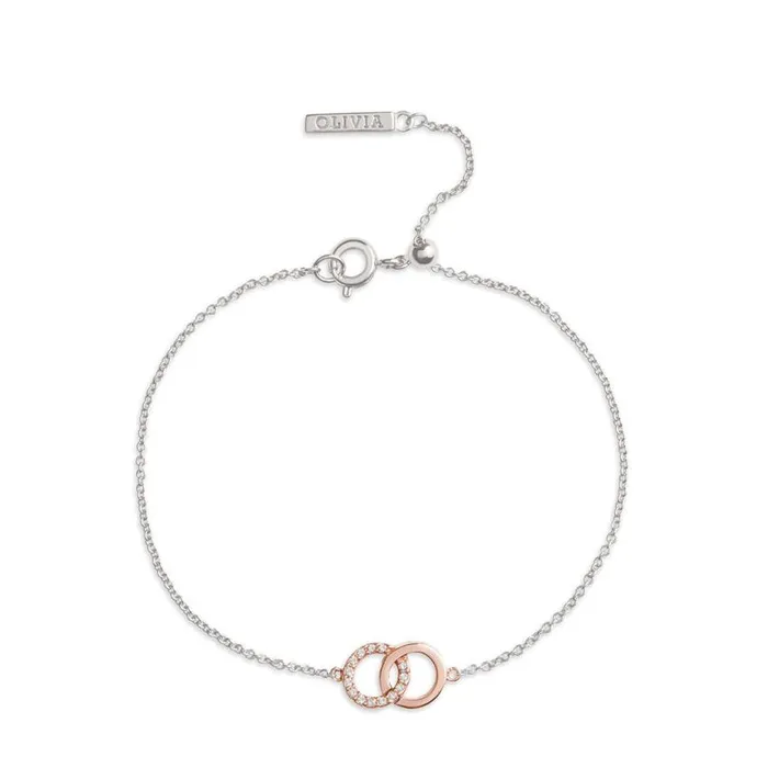 Bracelets Women Olivia Burton Bejewelled Interlink Chain Bracelet Rose Gold and Silver