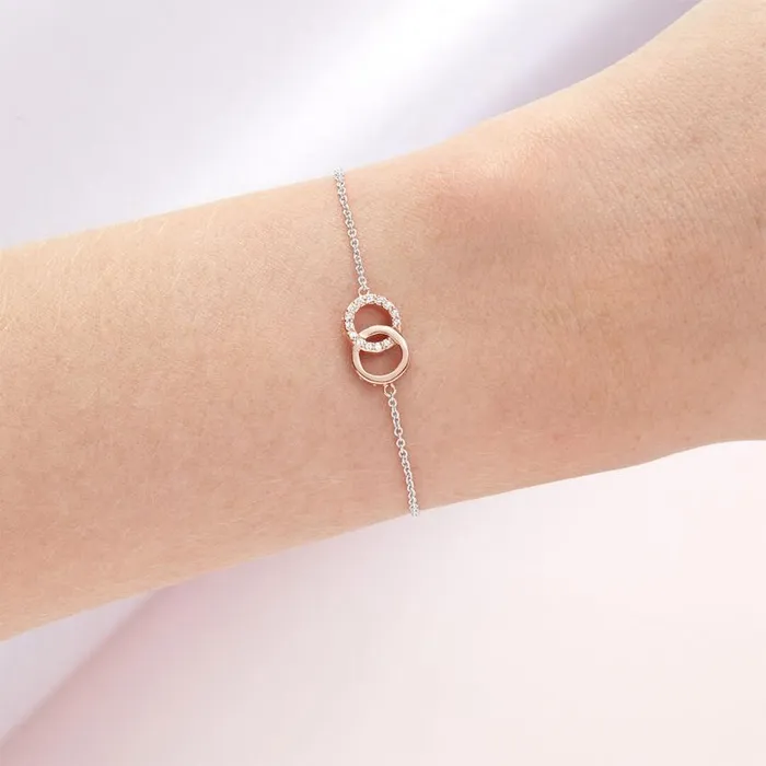 Bracelets Women Olivia Burton Bejewelled Interlink Chain Bracelet Rose Gold and Silver