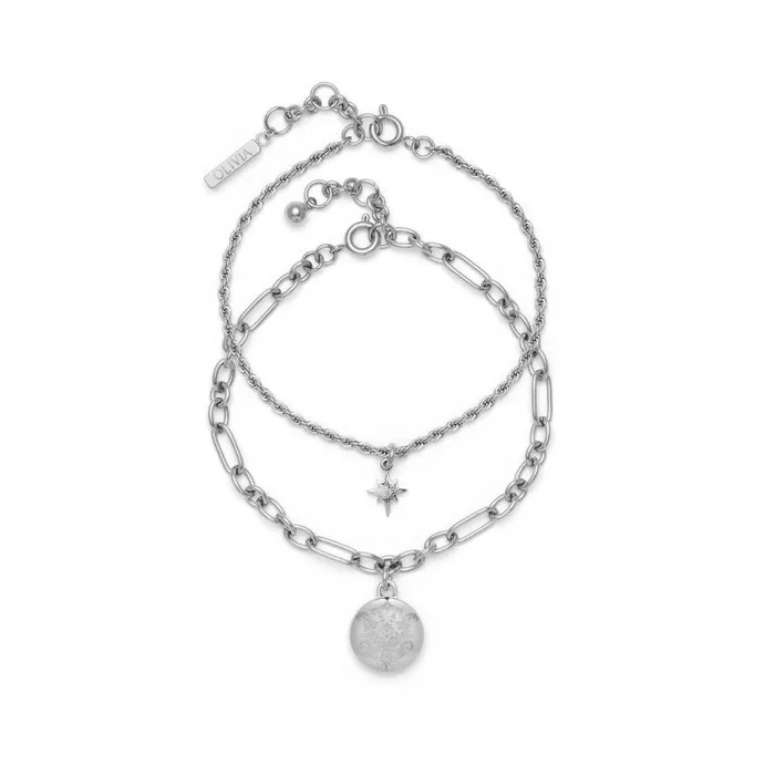 Bracelets Women Olivia Burton Ever Stacked Silver Tone MultiChain Bracelet