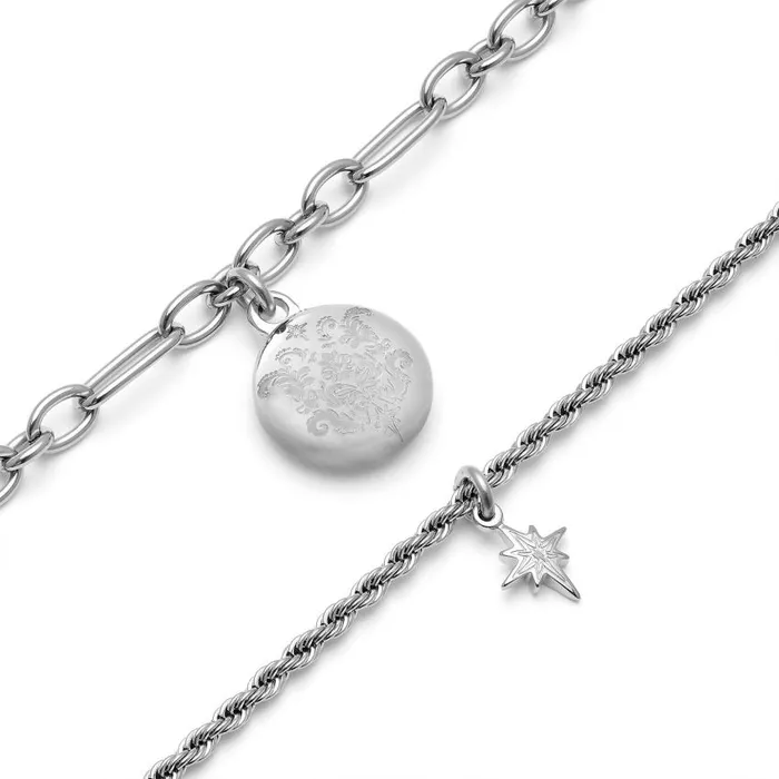 Bracelets Women Olivia Burton Ever Stacked Silver Tone MultiChain Bracelet