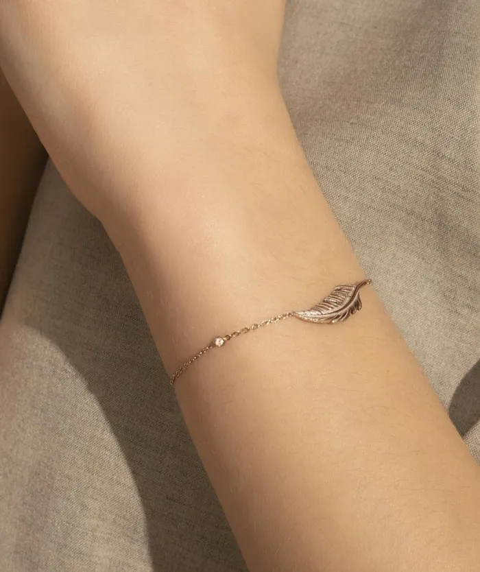 Bracelets Women Olivia Burton Feather Rose Gold Plated Bracelet