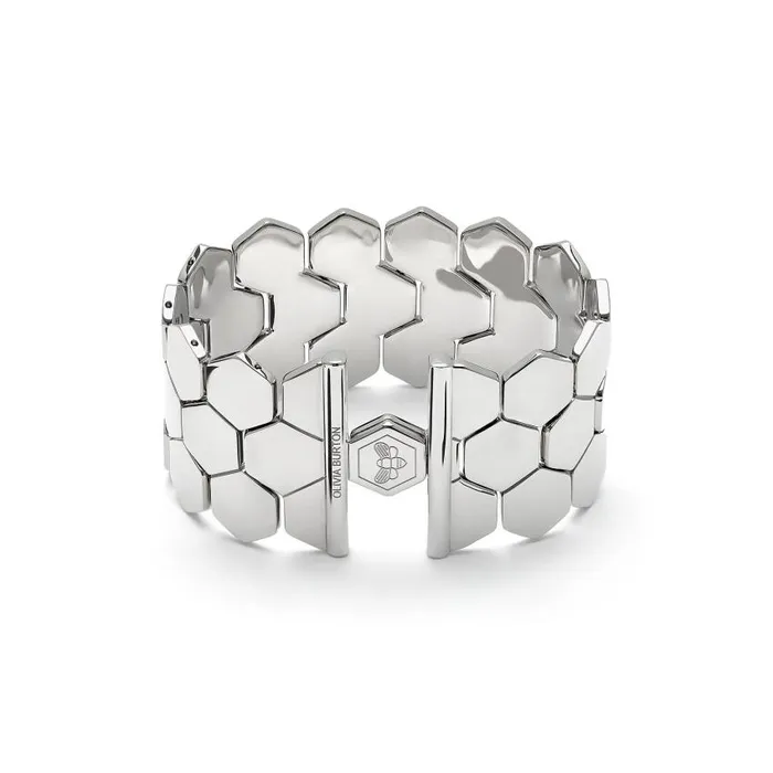 Bracelets Women Olivia Burton Honeycomb Silver Tone Cuff Bracelet