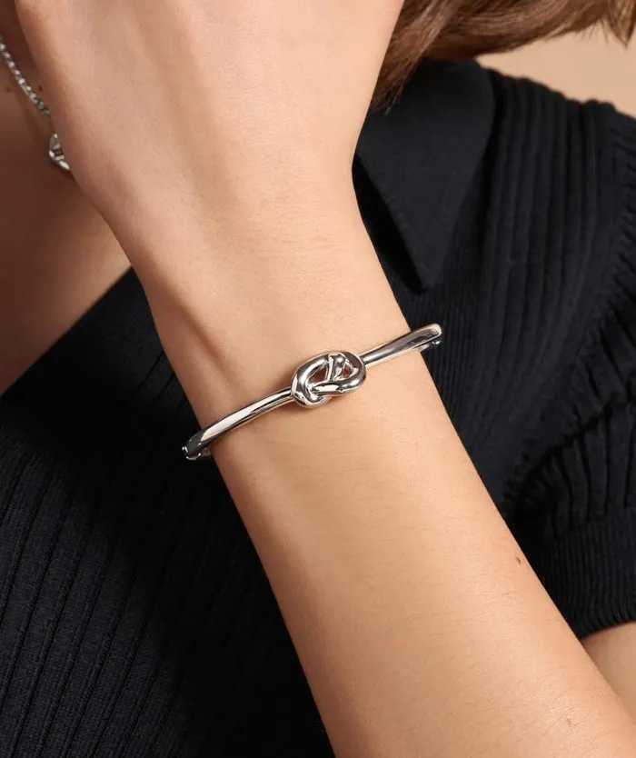 Bracelets Women Olivia Burton Lovers Knot Silver Tone Bangle
