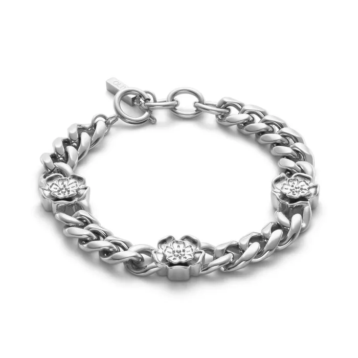 Bracelets Women Olivia Burton Tudor Rose Silver Tone Link Chain Bracelet