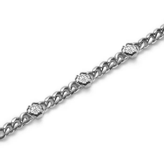 Bracelets Women Olivia Burton Tudor Rose Silver Tone Link Chain Bracelet