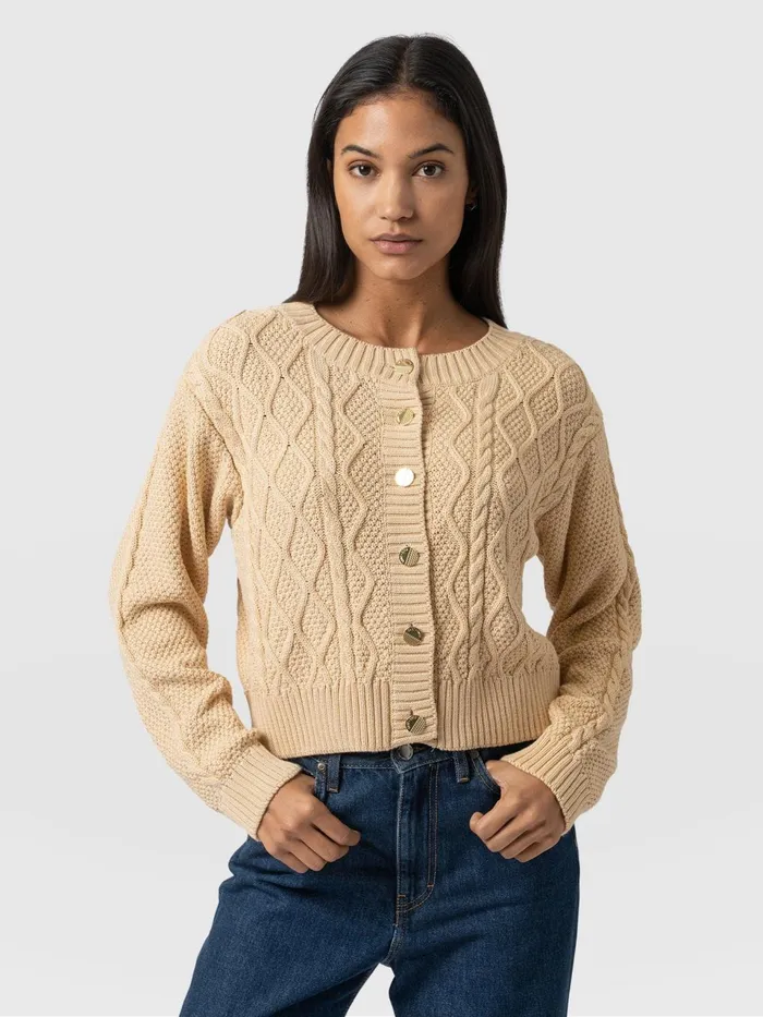 Bronte Cable Cardigan 8211 Yellow Yellow Women Saint And Sofia Knitwear