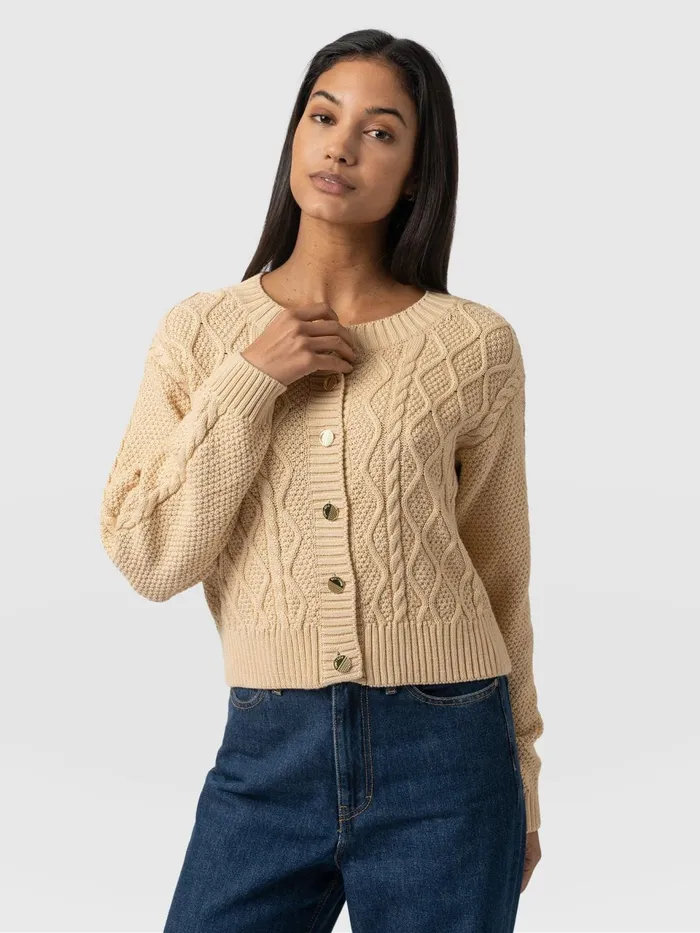 Bronte Cable Cardigan 8211 Yellow Yellow Women Saint And Sofia Knitwear