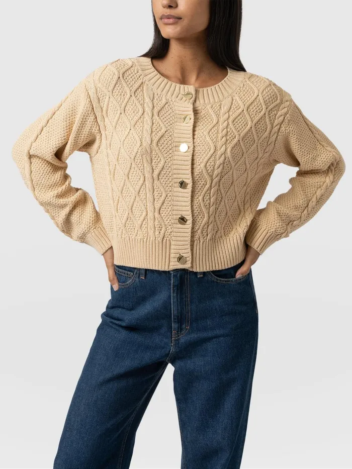 Bronte Cable Cardigan 8211 Yellow Yellow Women Saint And Sofia Knitwear