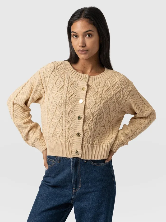 Bronte Cable Cardigan 8211 Yellow Yellow Women Saint And Sofia Knitwear