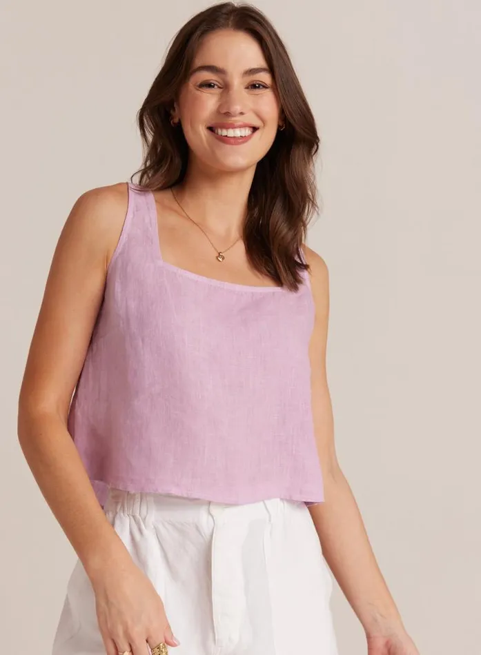 Button Back Linen Tank 8211 Light Orchid Women Bella Dahl Sleeveless