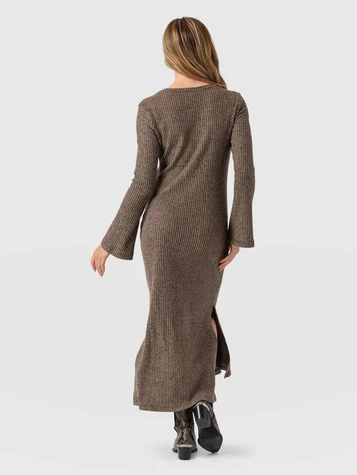 Callie Fluted Midi Dress 8211 Beige Beige Women Saint And Sofia Dresses
