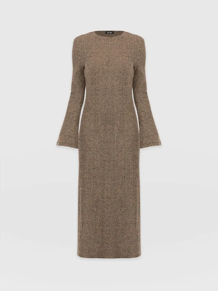 Callie Fluted Midi Dress 8211 Beige Beige Women Saint And Sofia Dresses