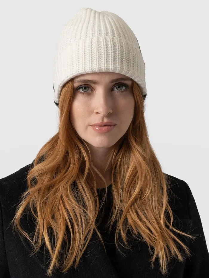 Cashmere Beanie 8211 CreamBlack Creamblack Women Saint And Sofia Scarves and Hats