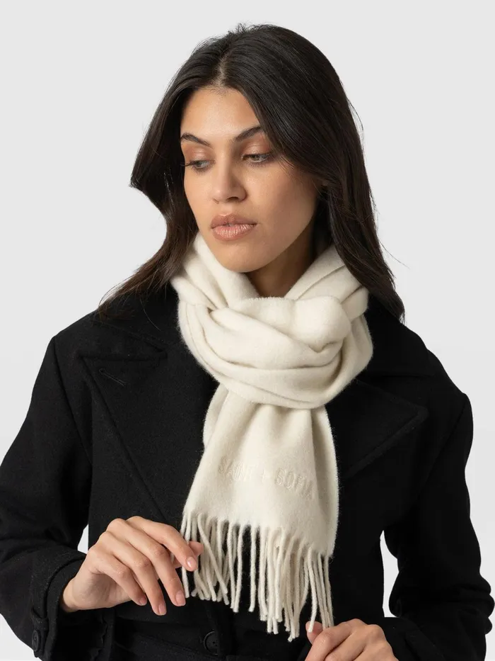 Cashmere Scarf 8211 Cream Cream Women Saint And Sofia Scarves and Hats