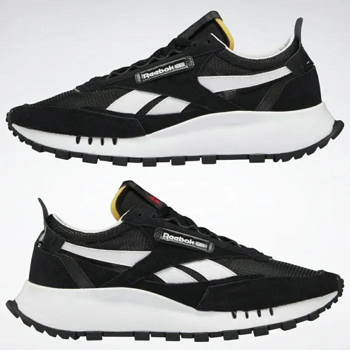 Casual Shoes MensWomens Reebok Classic Leather Legacy Shoes Core Black Cold Grey 7 Vector Red
