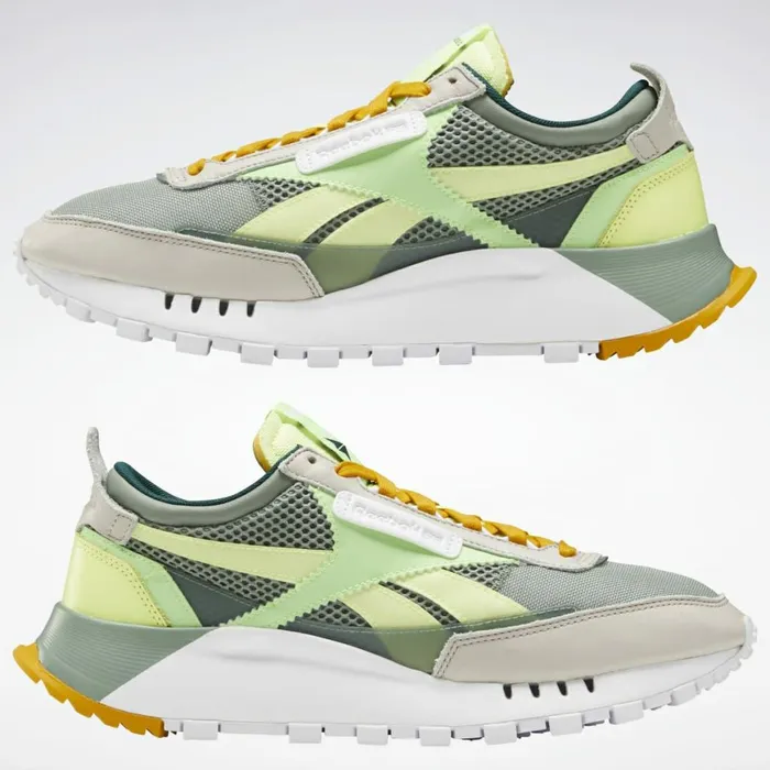 Casual Shoes MensWomens Reebok Classic Leather Legacy Shoes Harmony Green Neon Mint Sand Stone