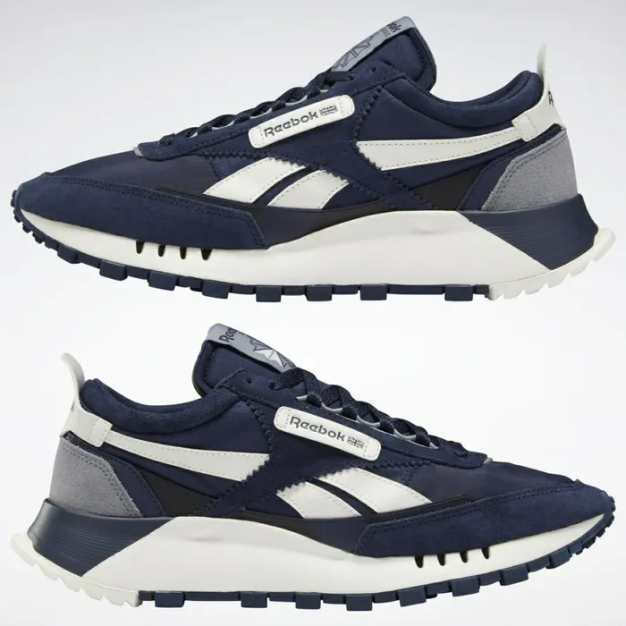 Casual Shoes MensWomens Reebok Classic Leather Legacy Shoes Vector Navy Chalk Cold Grey 4