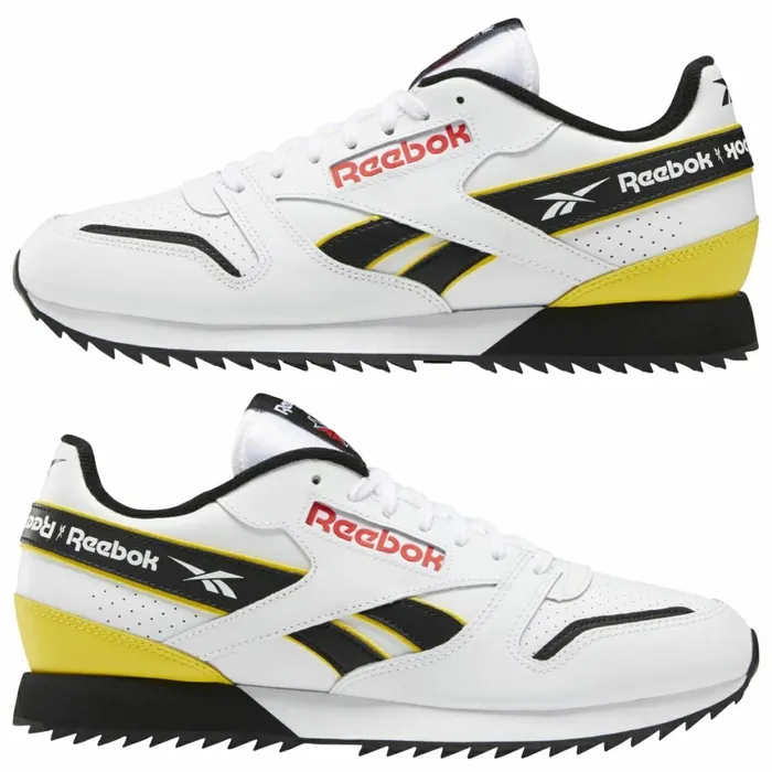 Casual Shoes MensWomens Reebok Classic Leather Ripple Shoes White Black Primal Red