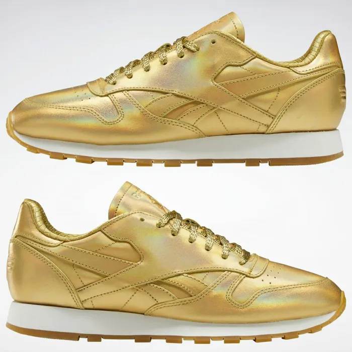Casual Shoes MensWomens Reebok Classic Leather Shoes Gold Met Gold Met Gold Met