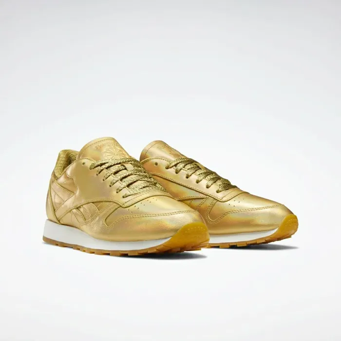 Casual Shoes MensWomens Reebok Classic Leather Shoes Gold Met Gold Met Gold Met