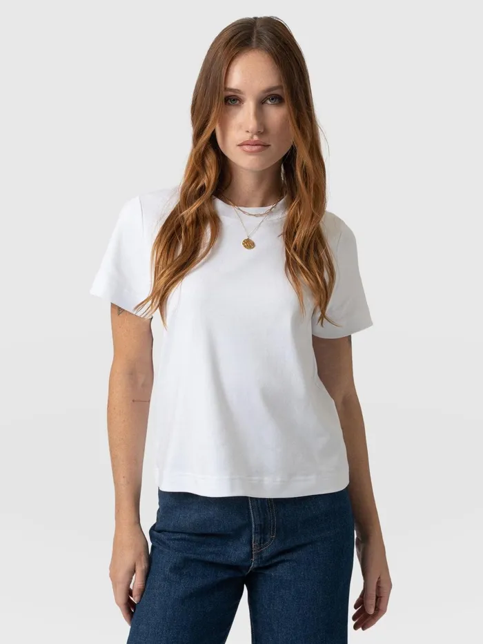 Chelsea Crew Neck Tee 8211 White White Women Saint And Sofia TShirts and Tanks