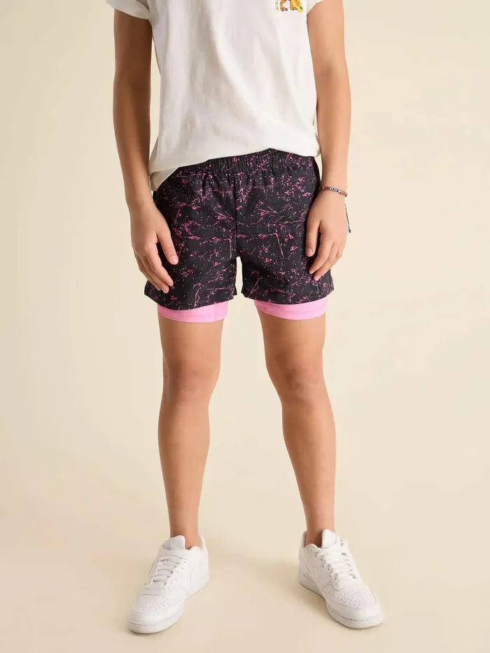 Chubbies Athletic Shorts Kids The Pink Concretes Black Marblepink Liner