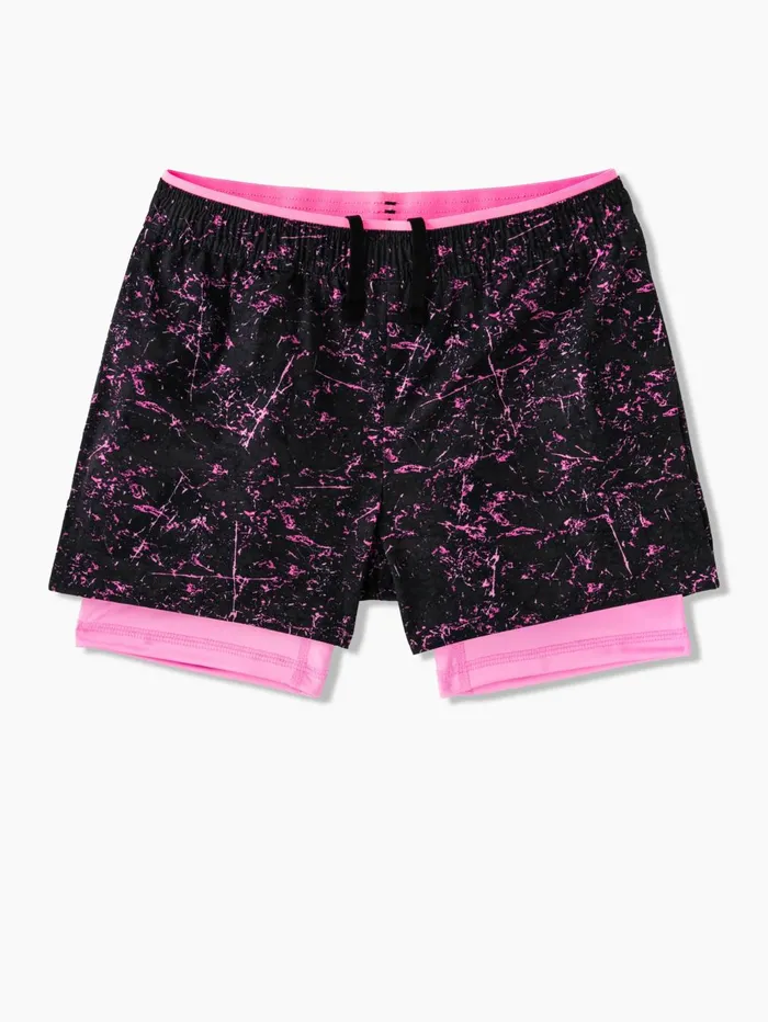 Chubbies Athletic Shorts Kids The Pink Concretes Black Marblepink Liner