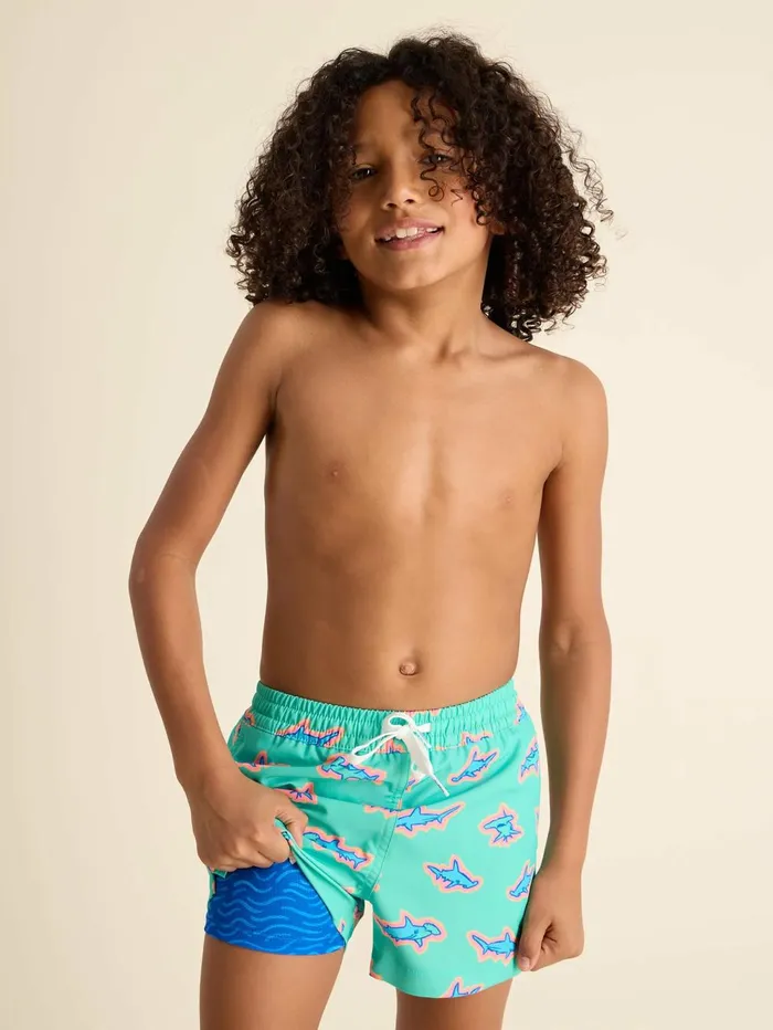Chubbies Boys XsXl Swim The Apex Swimmers Teal Sharksblue Wave Liner