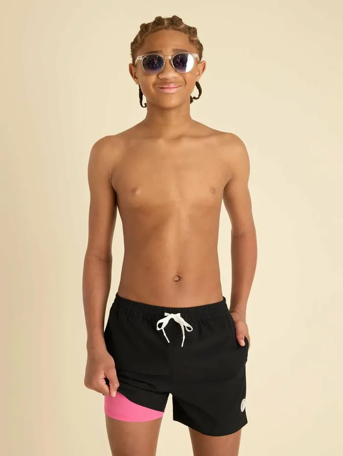 Chubbies Boys XsXl Swim The Capes Blackhot Pink Liner