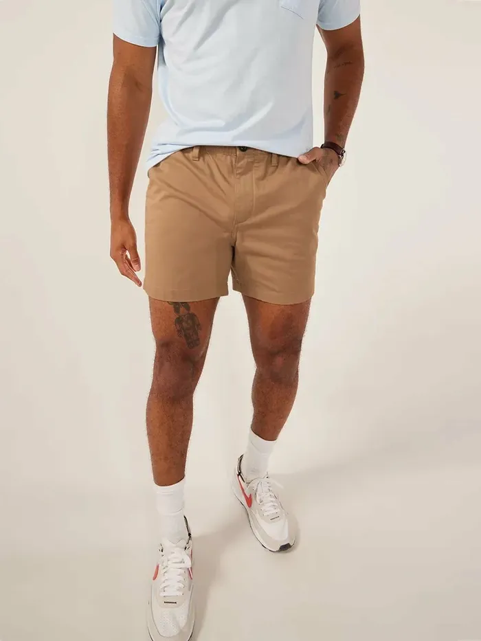 Chubbies Casual Men The Staples 55034 Stretch Dark Khaki Elastic Waist Shorts Chubbies Dark Khaki