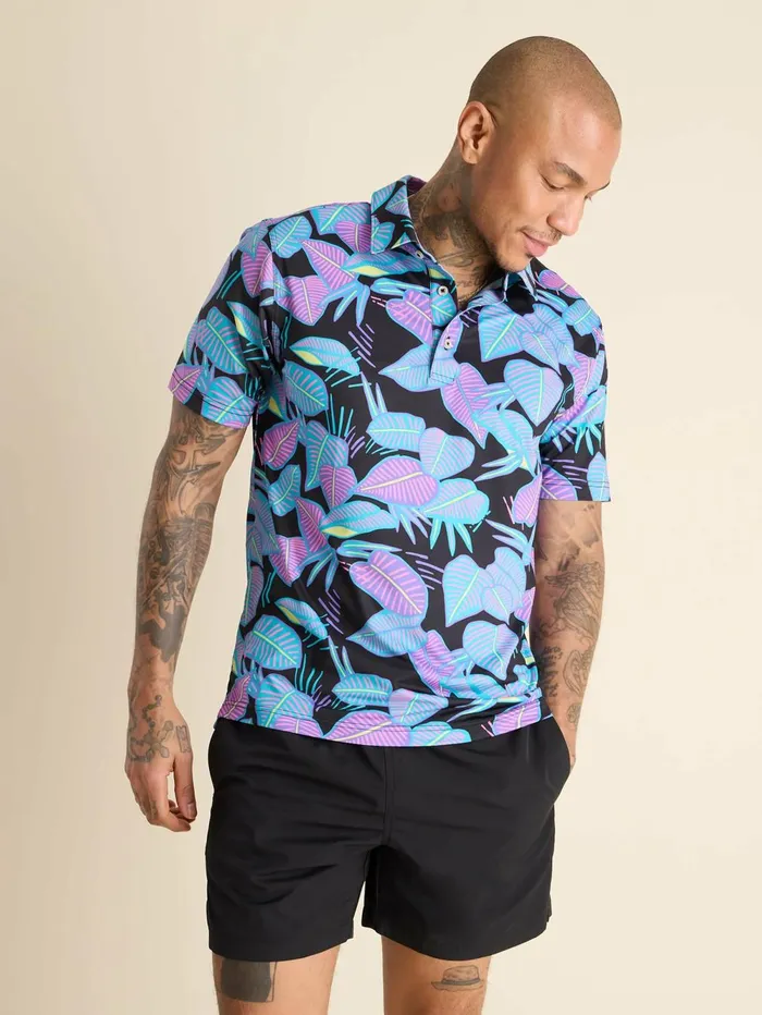 Chubbies Polos Men The Fluorescent Funk Black Plant