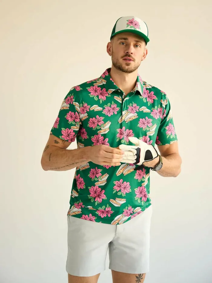Chubbies Polos Men The Full Course Green Floral Sandwich