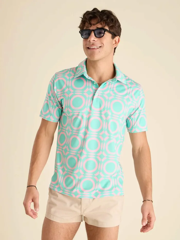 Chubbies Polos Men The Mosaic Teal Abstract Circle