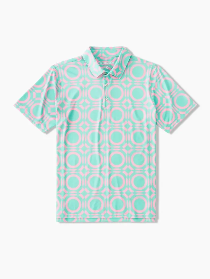 Chubbies Polos Men The Mosaic Teal Abstract Circle